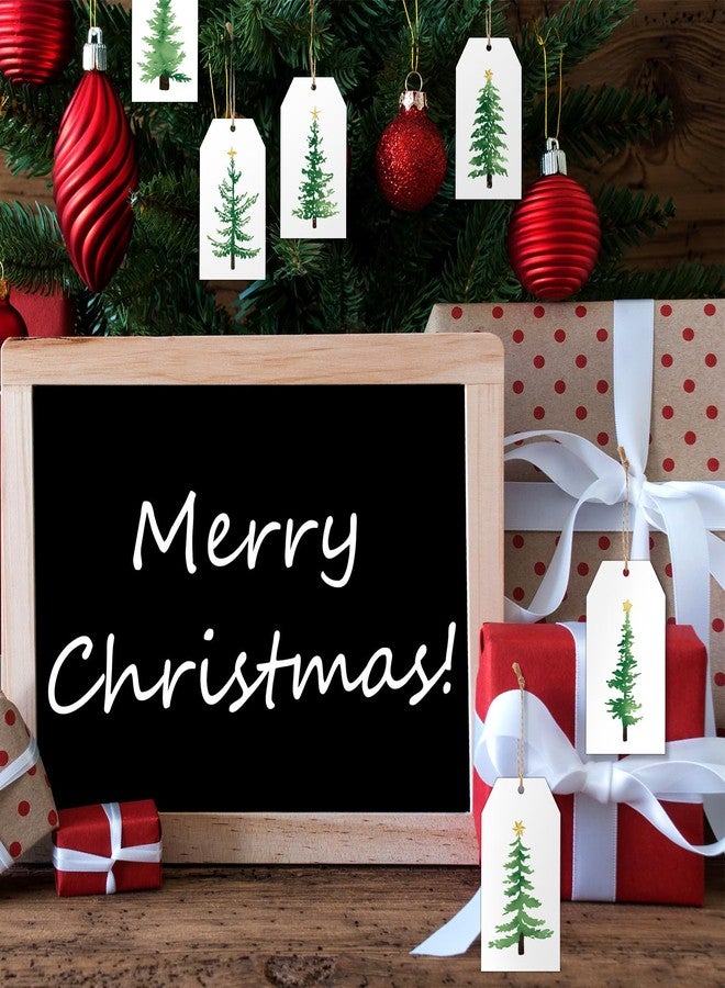 Watersay 240 Pcs Watercolor Christmas Tree Gift Tag Christmas Paper Gift Tags with String and Holes Hanging Labels for DIY Xmas Winter Party Favor Decor, 15 Designs - Image 4